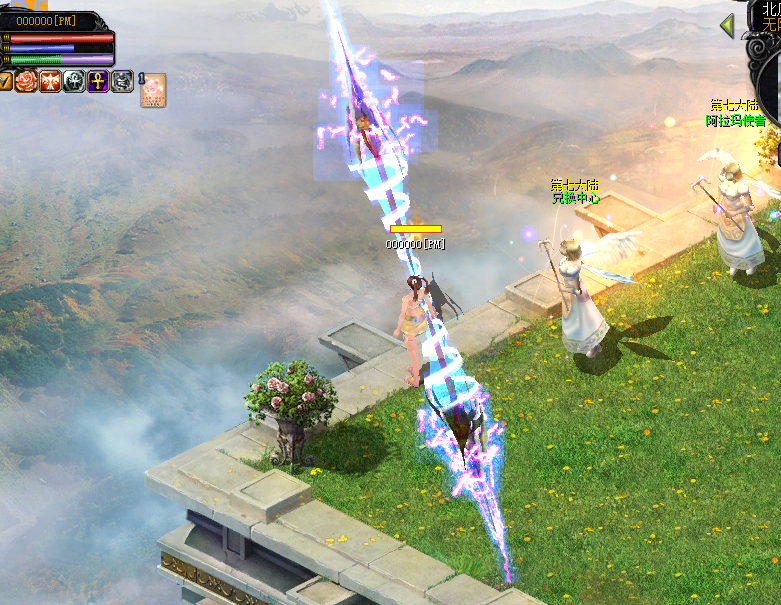 游戏战斗场景，角色正在攻击怪物